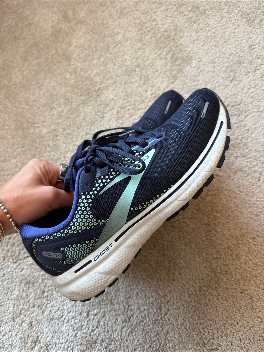 Brooks Ghost 14 Running Athletic Shoes 446 Peacoat/Yucca/Navy - Picture 2 of 10